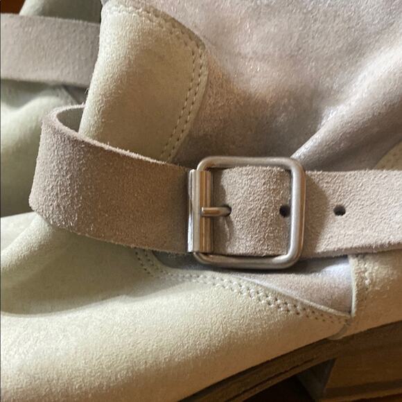 Pantanetti Leather Cowboy Boots Ankle Cream Iridescent Heeled Buckle Italian - Picture 15 of 16